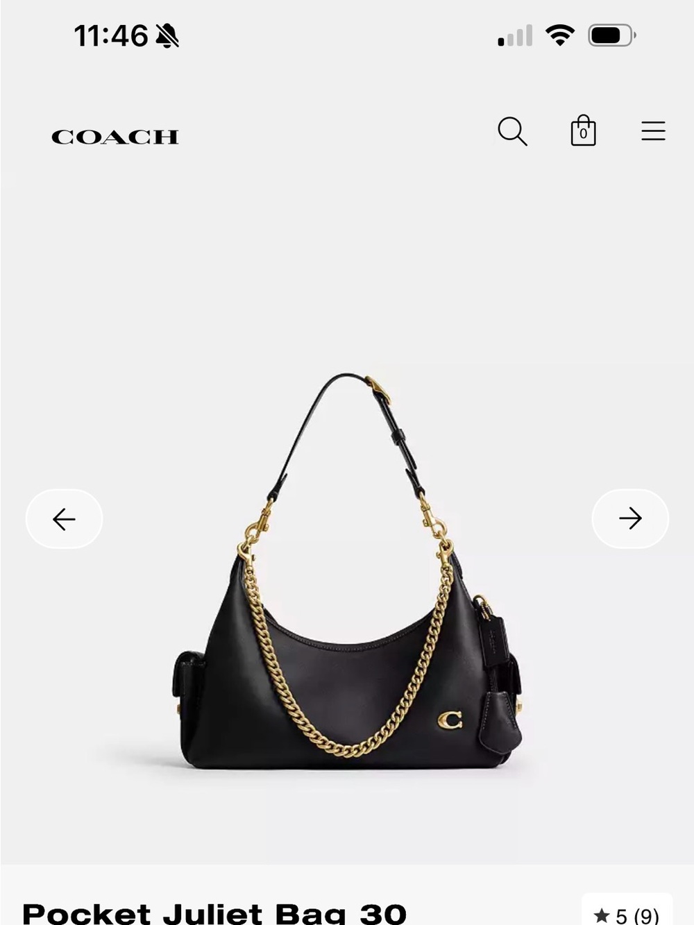 Coach Pocket Juliet Bag 30 - Black/Brass - Glove-tanned leather